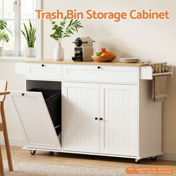 Artiss Kitchen Island Trolley Rolling Serving Cart Storage Drawer Cabinet 150cm White
