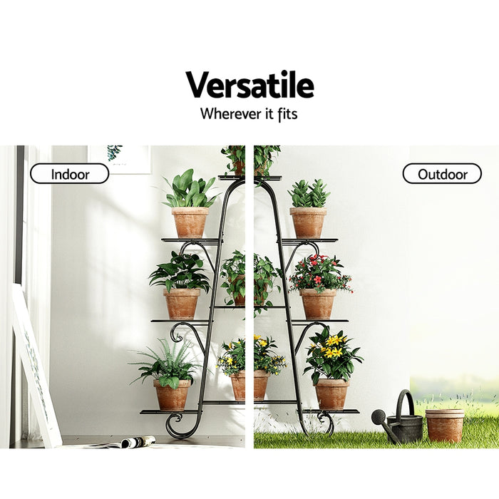 Artiss Plant Stand 9 Tier Metal Flower Pot Shelf Black