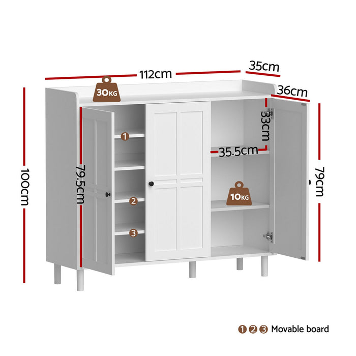 Artiss Shoe Rack Cabinet Storage Cupboard Adjustable Shelf White