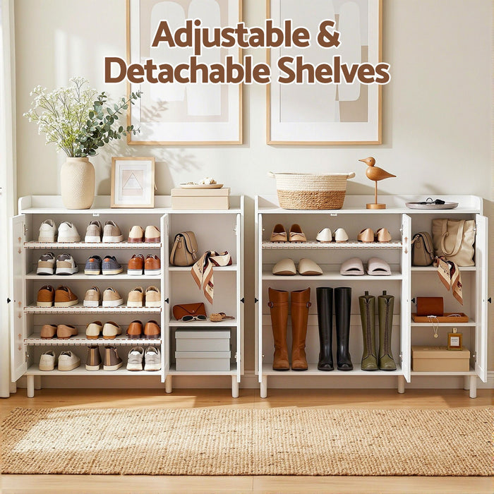 Artiss Shoe Rack Cabinet Storage Cupboard Adjustable Shelf White