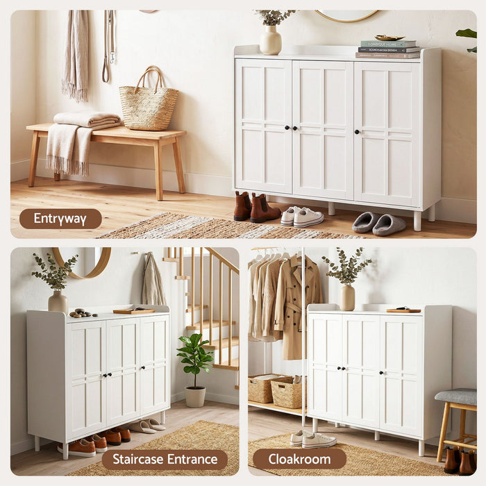 Artiss Shoe Rack Cabinet Storage Cupboard Adjustable Shelf White