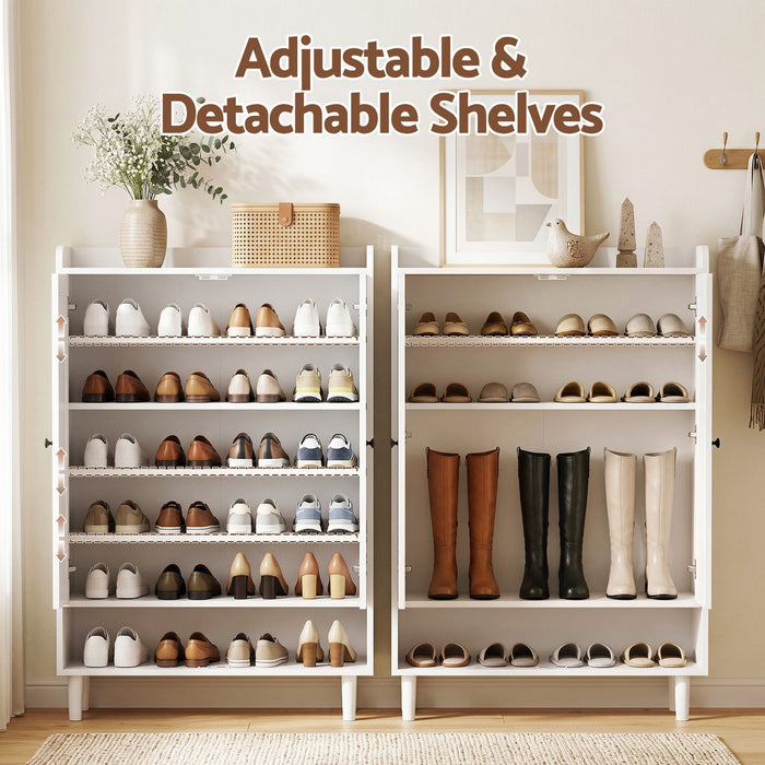 Artiss Shoe Rack Cabinet Storage Cupboard 3 Adjustable Shelves White