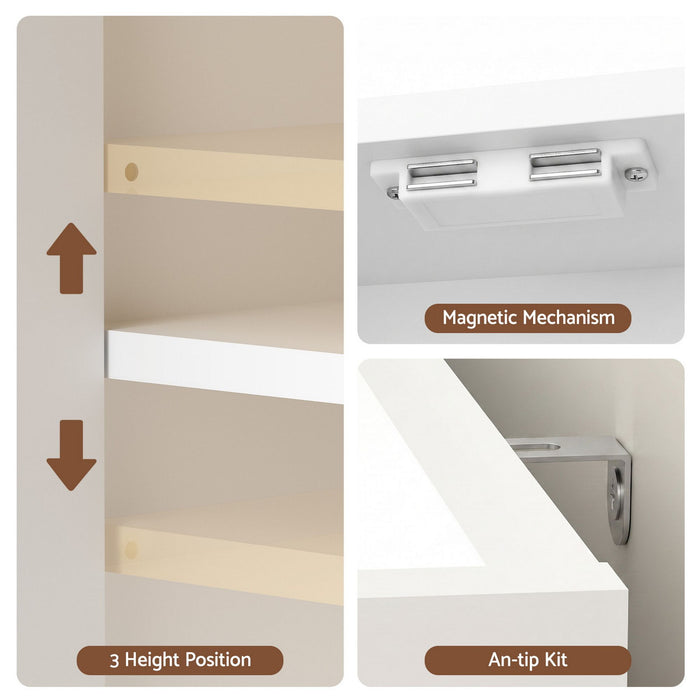 Artiss Shoe Rack Cabinet Storage Cupboard 3 Adjustable Shelves White