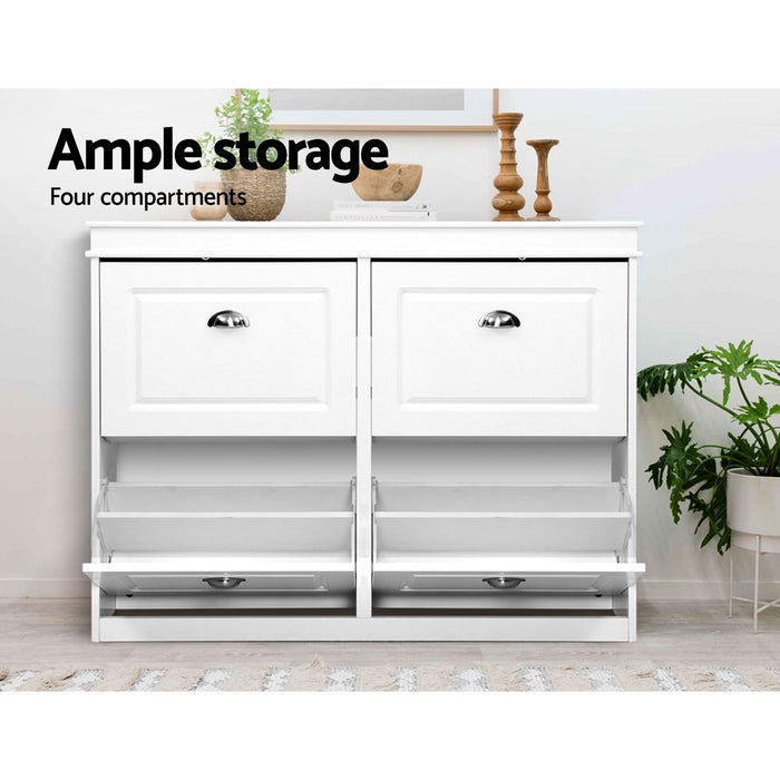 Artiss Shoe Cabinet Bench Set Flip Drawer Hallway Living Room White