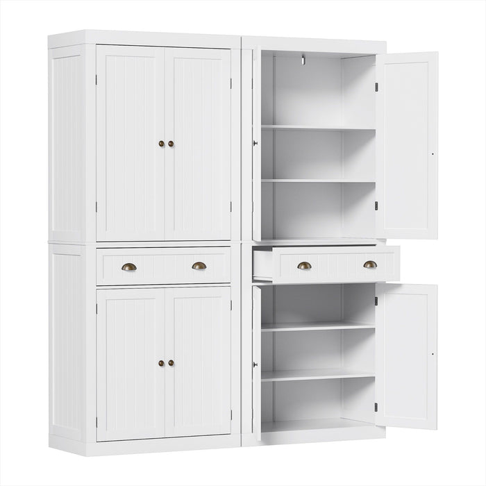 Artiss 2x Buffet Sideboard Cabinet 6-Tier Storage Pantry Cupboard Drawer White