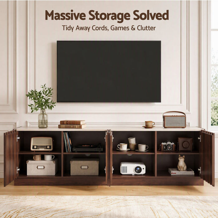 Artiss 180cm TV Unit Entertainment Cabinet Fluted Style Anti-tip Kit Walnut