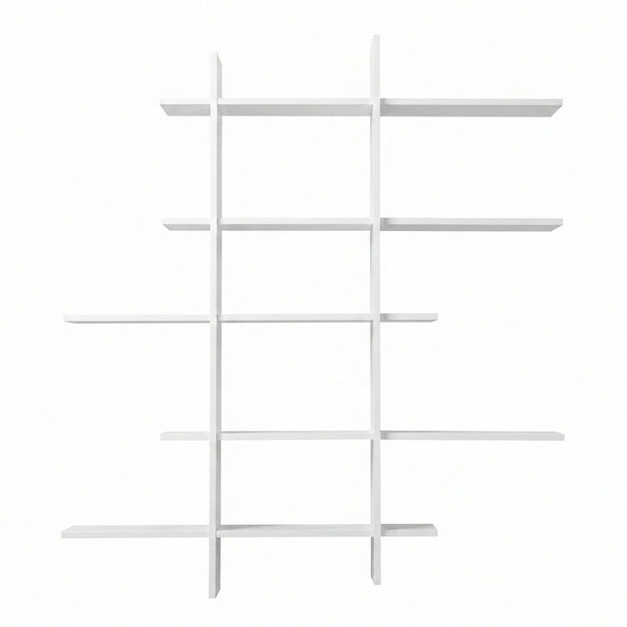 Artiss 15-Section Wall Mounted Display Shelf, Floating Bookshelf for Books and Decor, Extra Thick E1 PB Board for Home Study and Living Room, 116 x 18 x 129 cm
