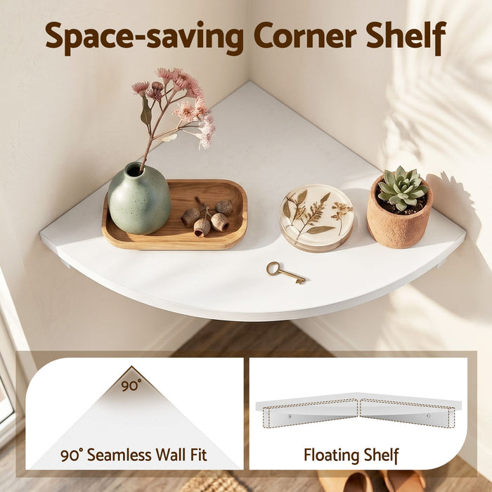 Artiss Corner Floating Wall Shelf Wall Mounted Display Rack Round Edge White 1pc