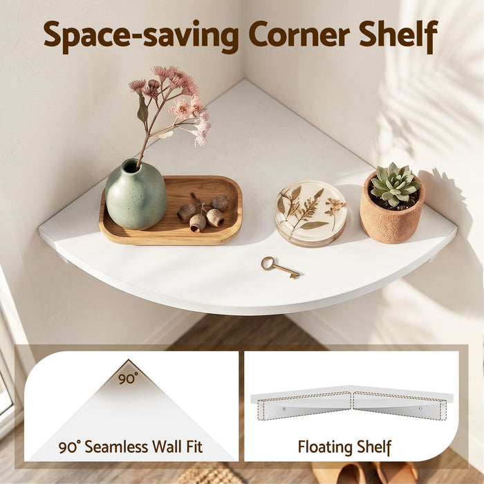 Artiss 3pc Corner Floating Wall Shelf Wall Mounted Display Rack Round Edge White
