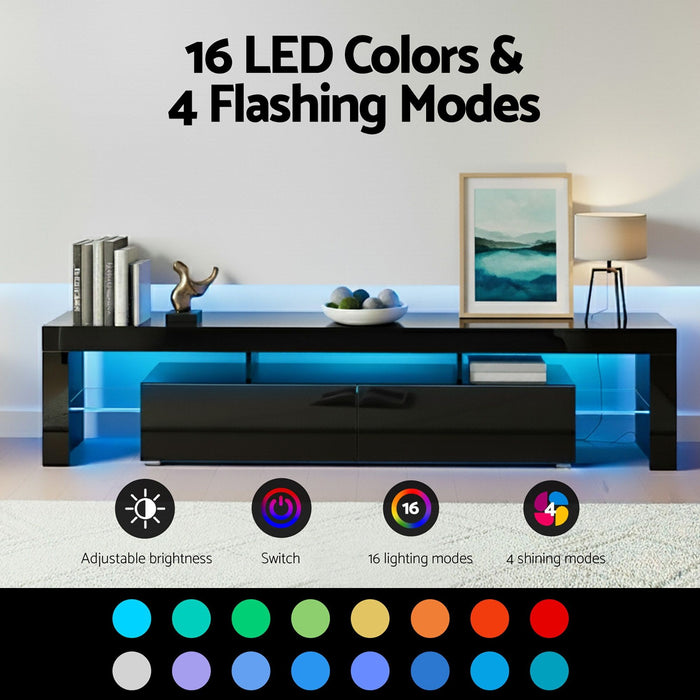 Artiss LED TV Unit & Coffee Table Set Storage Cabinet Black