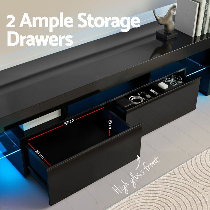 Artiss LED TV Unit & Coffee Table Set Storage Cabinet Black