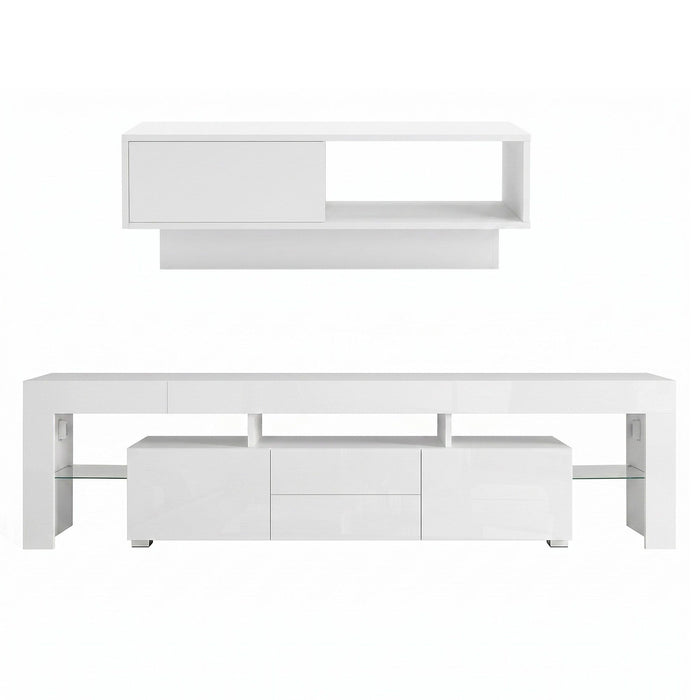 Artiss LED TV Unit & Coffee Table Set Storage Cabinet White