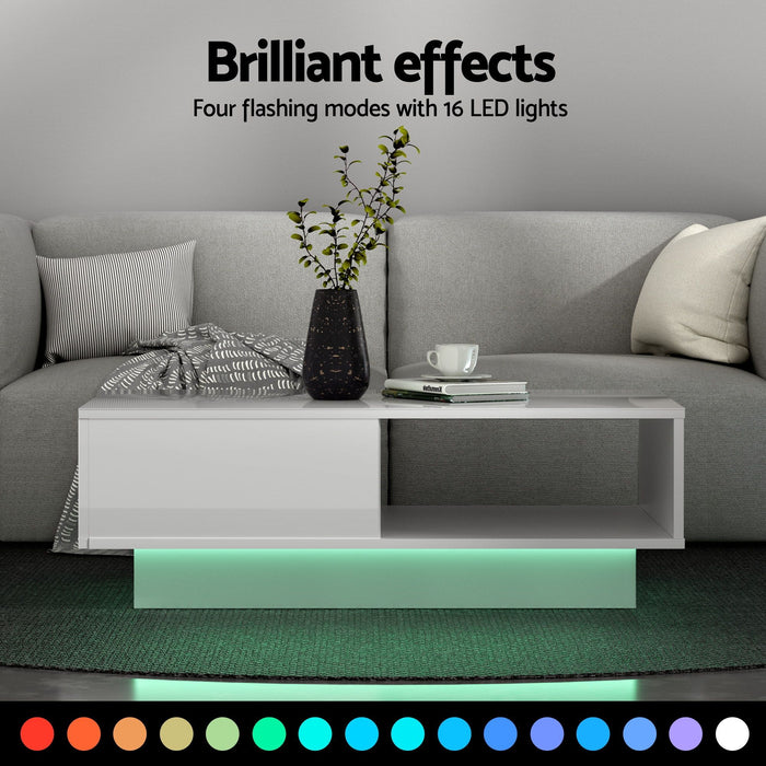 Artiss LED TV Unit & Coffee Table Set Storage Cabinet White
