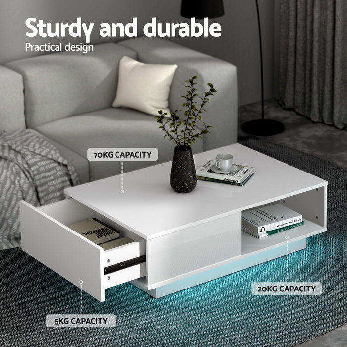 Artiss LED TV Unit & Coffee Table Set Storage Cabinet White