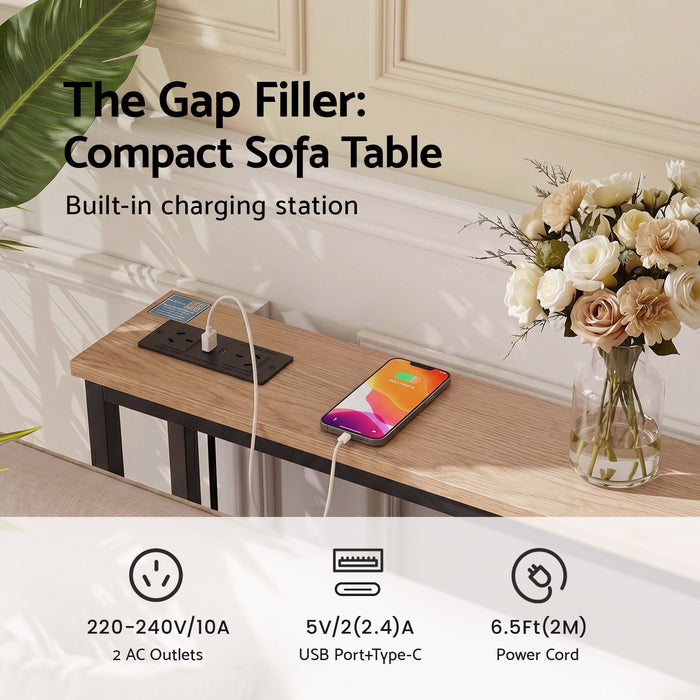 Artiss Console Table Entryway Hallway Display Desk Charging Station Wood