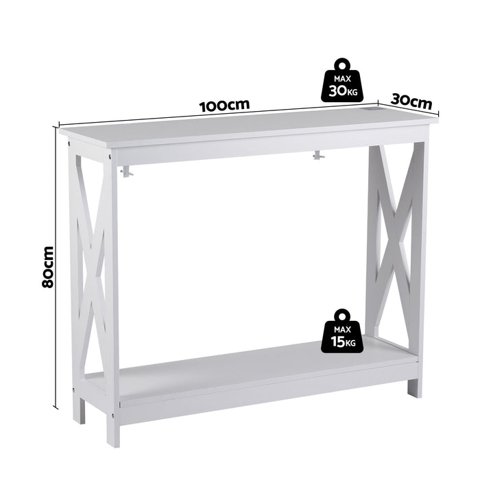 Artiss Console Table Entryway Hallway Display 2-Tier Narrow Sofa Table 100CM White