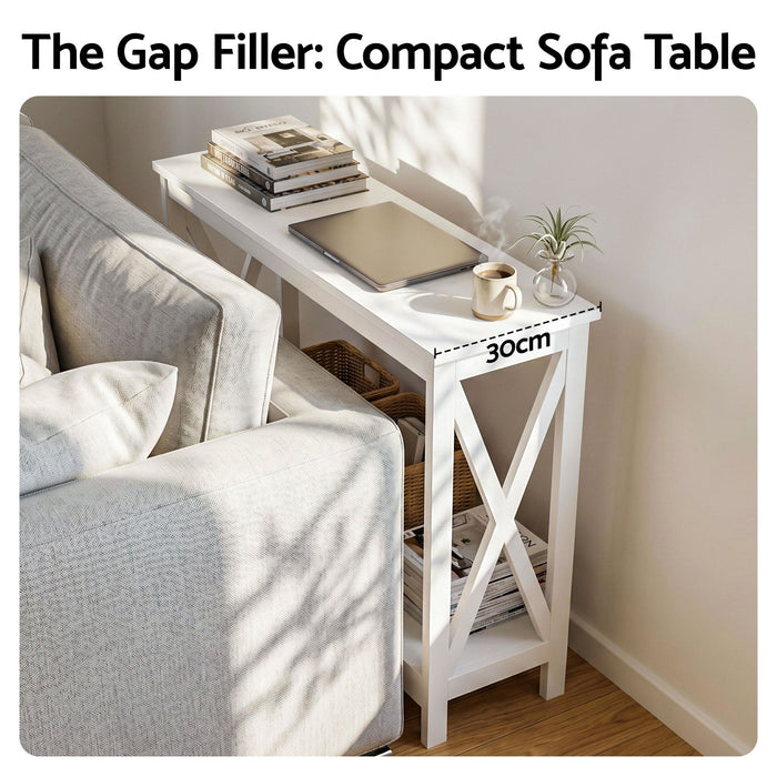 Artiss Console Table Entryway Hallway Display 2-Tier Narrow Sofa Table 100CM White