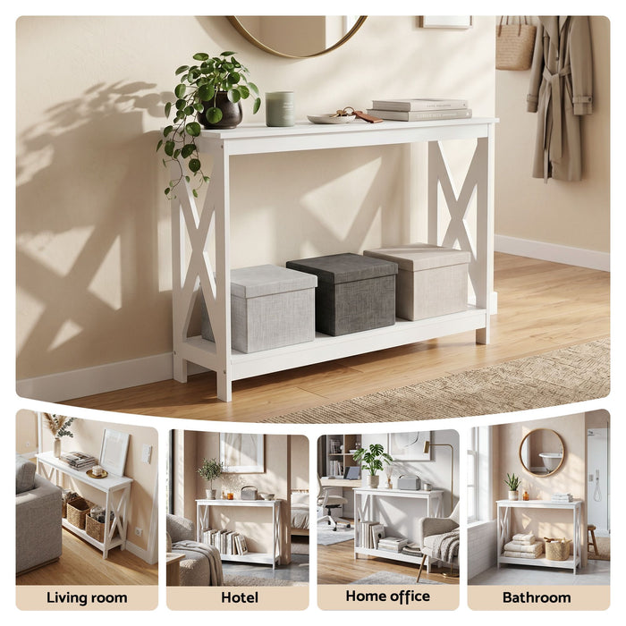 Artiss Console Table Entryway Hallway Display 2-Tier Narrow Sofa Table 100CM White