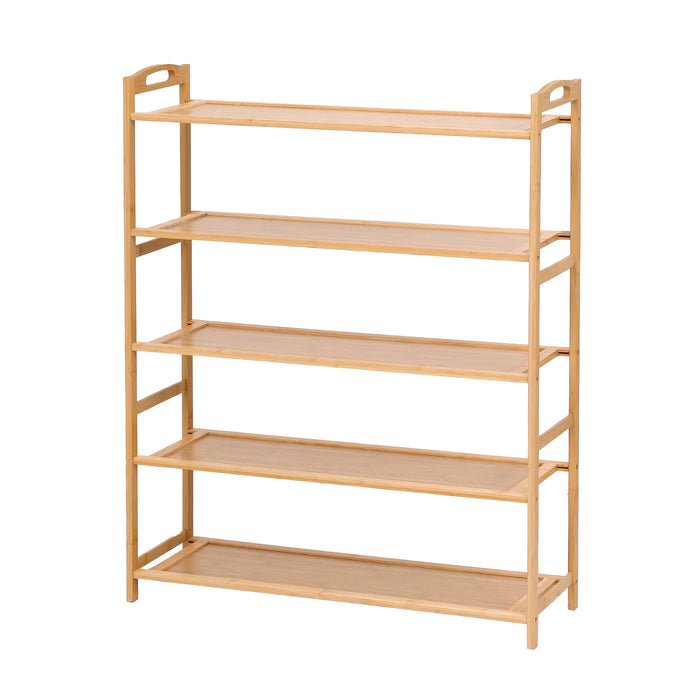Artiss 5 Tier Shoe Rack Bamboo Storage Organiser Pine