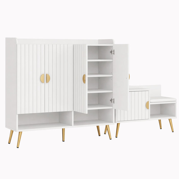 Artiss Shoe Cabinet Bench Set Adjustable Shelf Hallway Living Room White