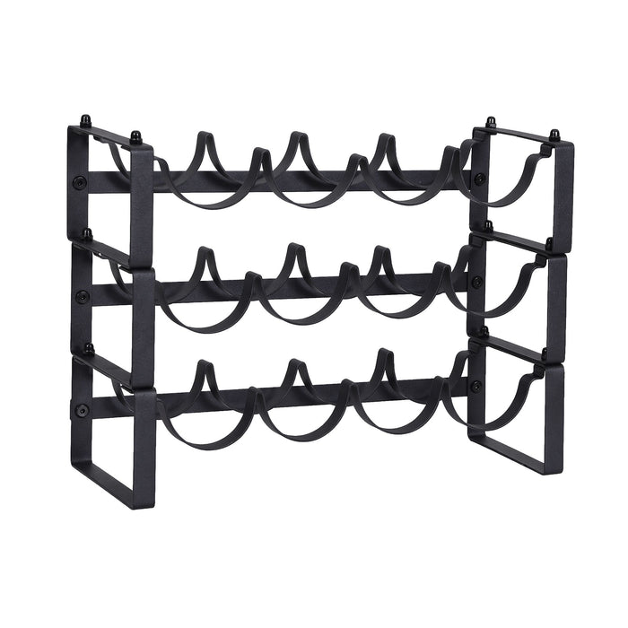 Artiss 3-Tier Wine Rack Metal Freestanding 12 Bottles Modular Countertop Wine Display Shelf Black