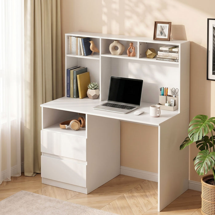 Artiss Computer Desk Office Study Desks Table Bookshelf Drawer White 120cm