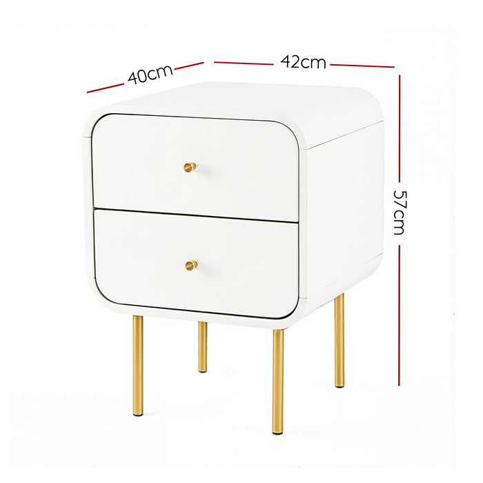 Artiss Bedside Table 2 Drawers Side End Table Nightstand White