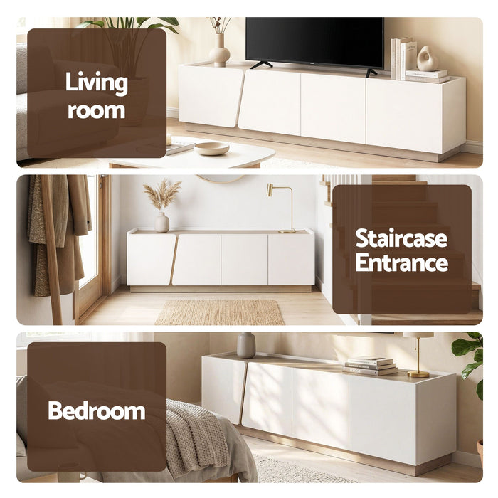 Artiss 180cm TV Unit Storage Cabinet Living Room Grayish white & Walnut