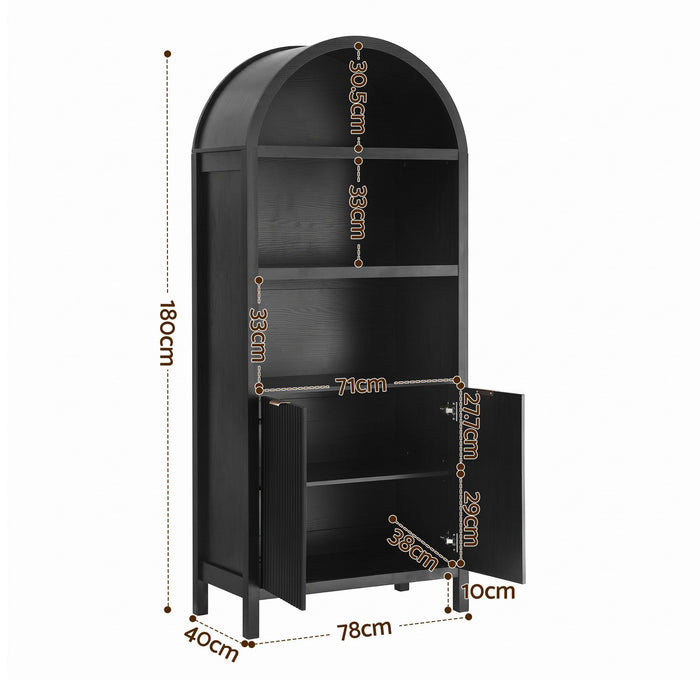 Artiss Buffet Sideboard Cabinet Pantry X2 180CM Arched Storage Bookshelf Black