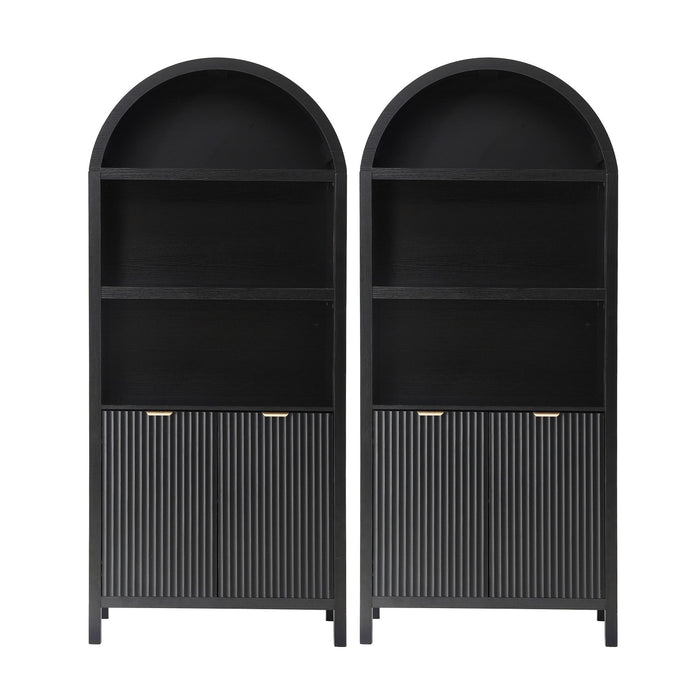 Artiss Buffet Sideboard Cabinet Pantry X2 180CM Arched Storage Bookshelf Black