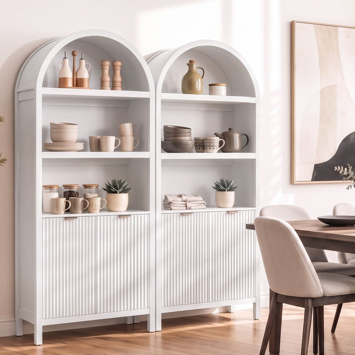 Artiss Buffet Sideboard Cabinet Pantry X2 180CM Arched Storage Bookshelf White
