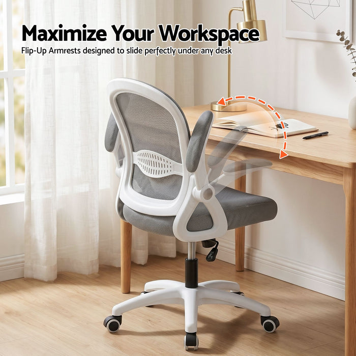 Artiss Computer Desk & Ergonomic Office Chair Set 120cm Home Office Study Desk with 3 Drawers & 3 Shelves, Mesh Computer Chair with Flip-Up Armrests