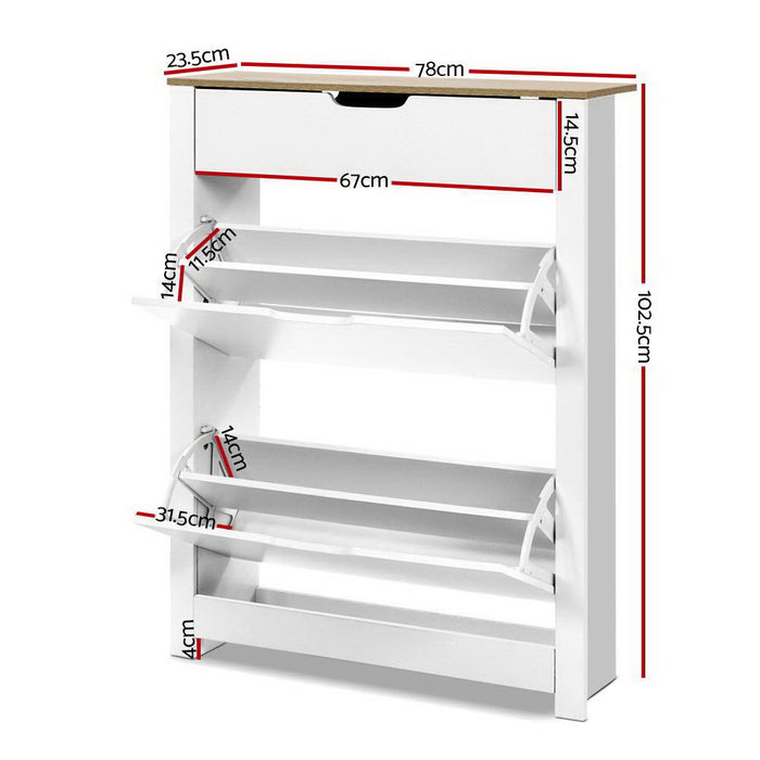 Artiss Shoe Rack Cabinet 16 Pairs White Ana