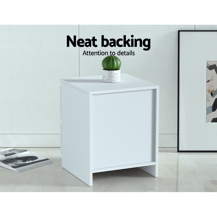 Artiss 2x Bedside Table 2 Drawers - PEPE White