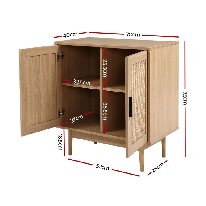 Artiss 2x Buffet Sideboard Cabinet Rattan Cupboard 2 Doors Storage Pantry BRIONY