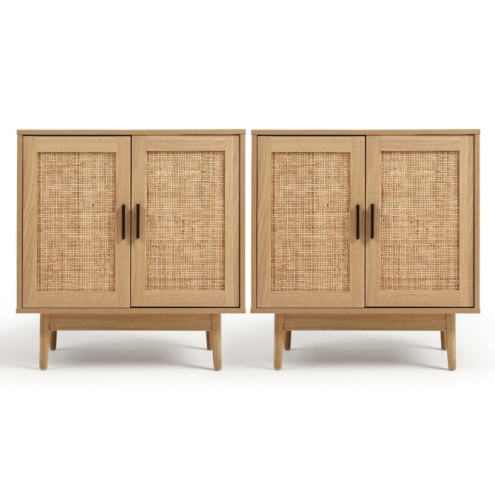 Artiss 2x Buffet Sideboard Cabinet Rattan Cupboard 2 Doors Storage Pantry BRIONY