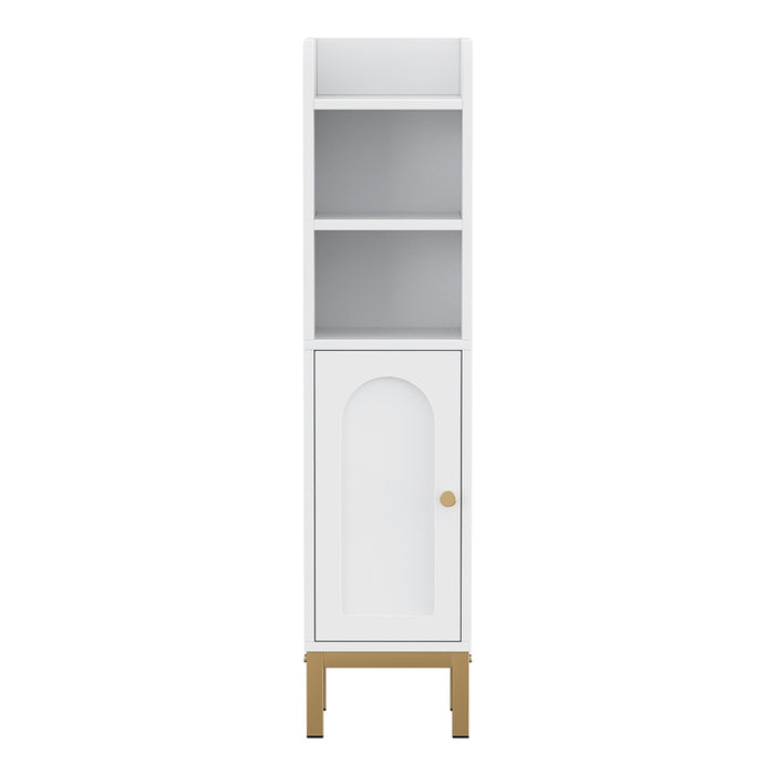 Artiss Bathroom Storage Cabinet Floor Organizer Toilet Corner Adjustable Shelf with Door White