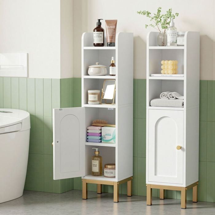 Artiss 2X Bathroom Storage Cabinet Floor Organizer Toilet Corner Adjustable Shelf with Door White