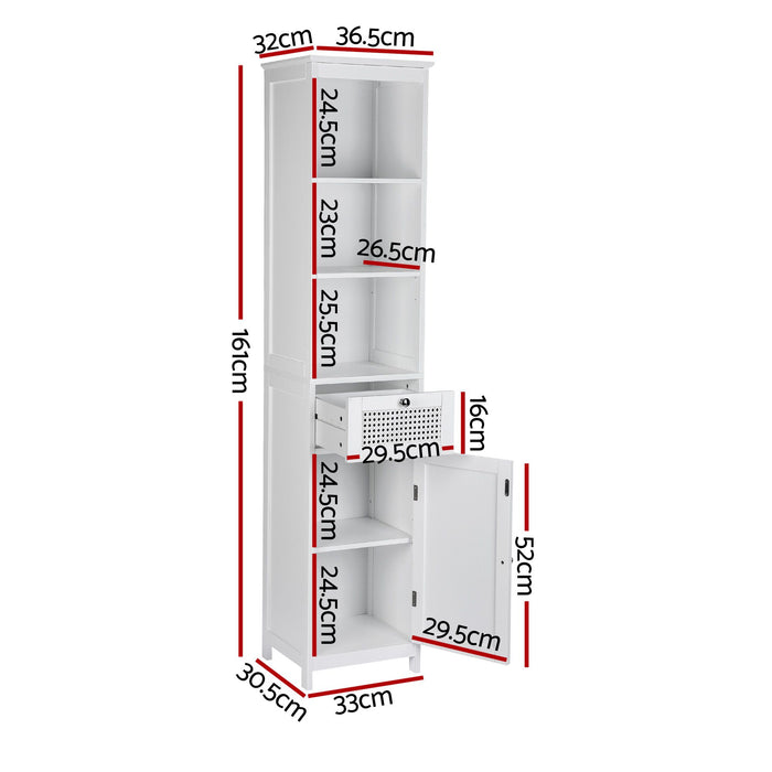 Artiss Bathroom Cabinet Storage X2 White Rattan 161cm