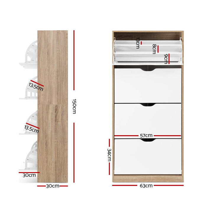 Artiss Shoe Rack Cabinet 60 Pairs 4-tier White Elen