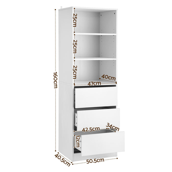 Artiss 2x Chest of 3 Drawers Tallboy Cabinet White