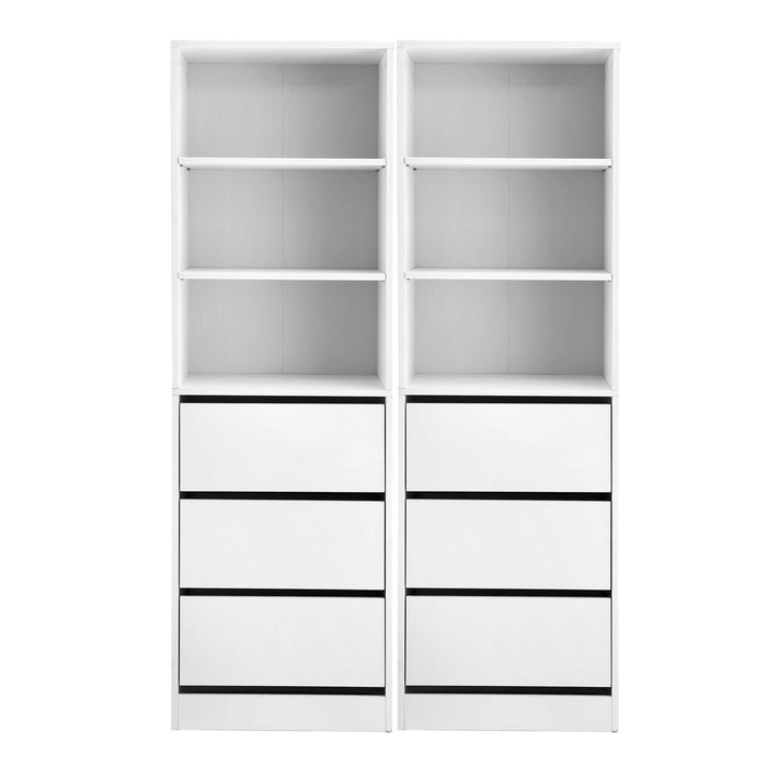 Artiss 2x Chest of 3 Drawers Tallboy Cabinet White