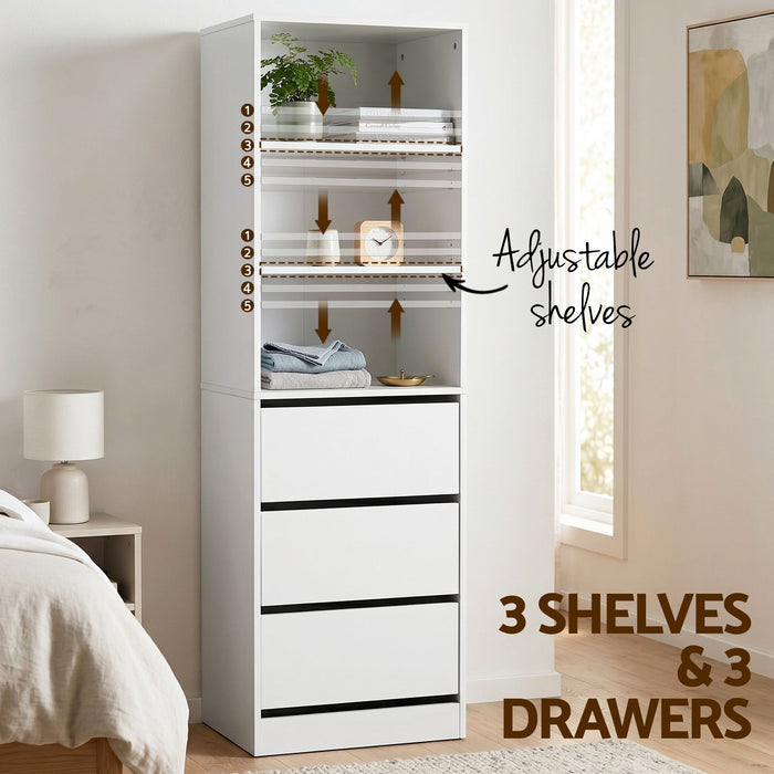 Artiss 2x Chest of 3 Drawers Tallboy Cabinet White
