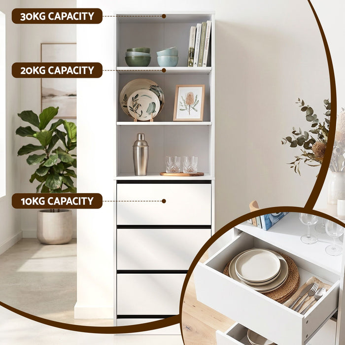 Artiss 2x Chest of 3 Drawers Tallboy Cabinet White
