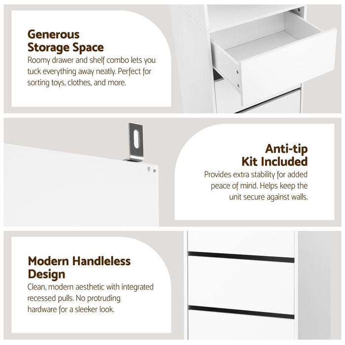 Artiss 2x Chest of 3 Drawers Tallboy Cabinet White