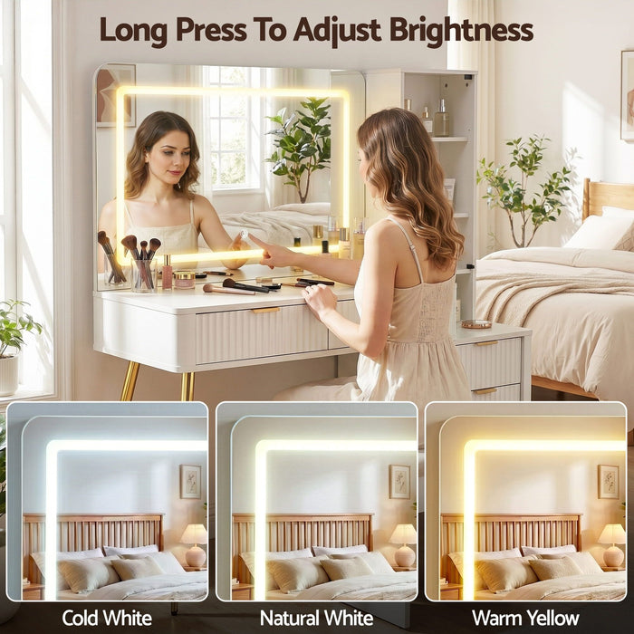 Artiss Dressing Table LED Vanity Desk Charging Station White