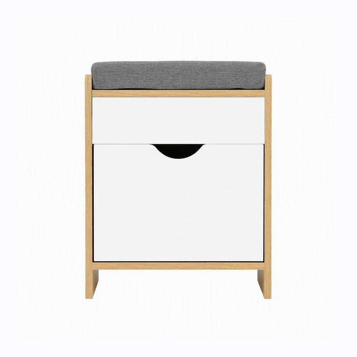 Artiss Storage Ottoman with Drawer 100kg Capacity Footrest Cushion Oak