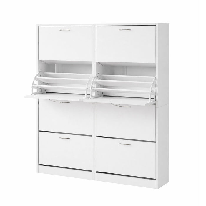 Artiss 2x Shoe Cabinet Storage Organiser 4 Flip Drawer White