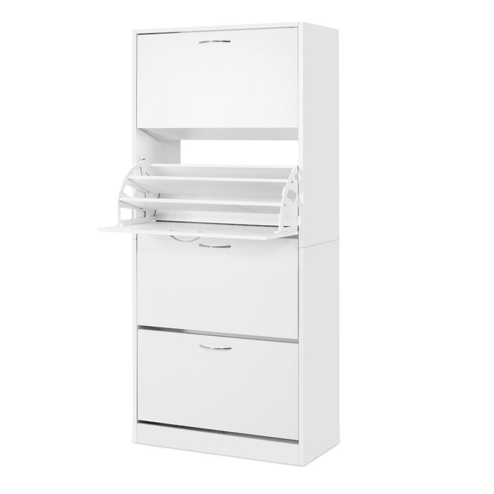 Artiss 2x Shoe Cabinet Storage Organiser 4 Flip Drawer White