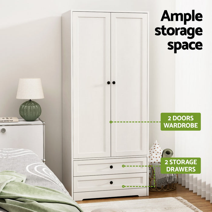 Artiss Wardrobe Clothes Closet Storage Organizer with 2 Doors White